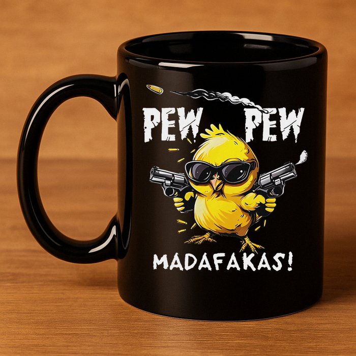 Pew Pew Madafakas 11oz C Handle Ceramic Mug