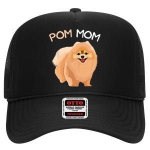 Pomeranian Pom Mom Dog Mama High Crown Mesh Back Trucker Hat