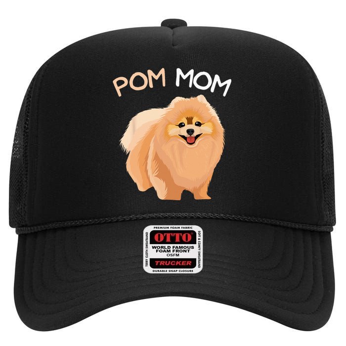 Pomeranian Pom Mom Dog Mama High Crown Mesh Back Trucker Hat