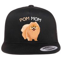 Pomeranian Pom Mom Dog Mama Flat Bill Trucker Hat