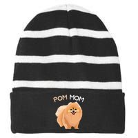 Pomeranian Pom Mom Dog Mama Striped Beanie with Solid Band