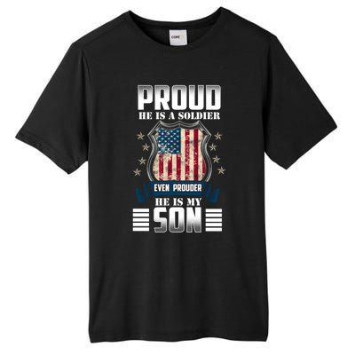 Proud Parents Mom Dad Mother Father Of A Soldier Son Us Flag Gift Tall Fusion ChromaSoft Performance T-Shirt