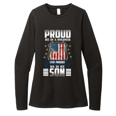 Proud Parents Mom Dad Mother Father Of A Soldier Son Us Flag Gift Womens CVC Long Sleeve Shirt