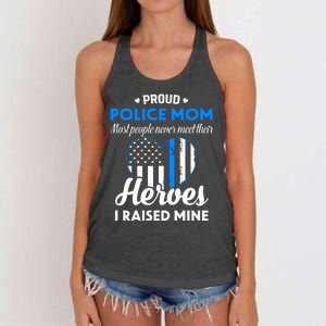 Proud Police Mom Law Enforcement Mother's Day Gift Women's Knotted Racerback Tank