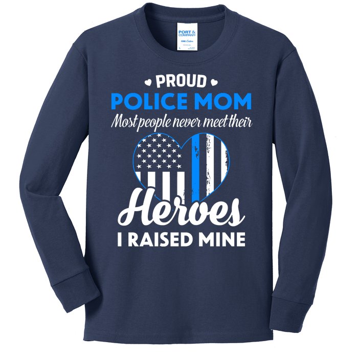 Proud Police Mom Law Enforcement Mother's Day Gift Kids Long Sleeve Shirt