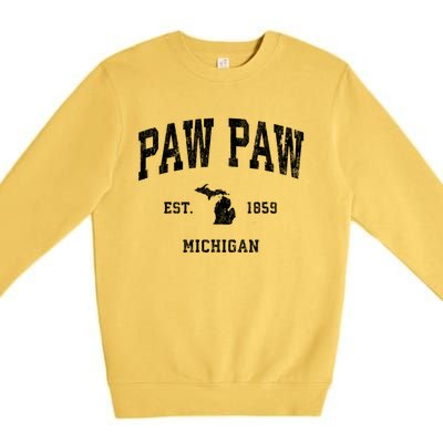 Paw Paw Michigan Mi Vintage Athletic Premium Crewneck Sweatshirt