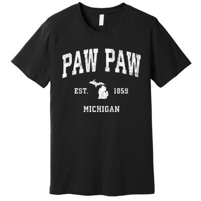 Paw Paw Michigan Mi Vintage Athletic Premium T-Shirt