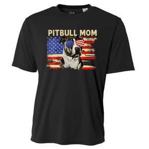 Patriotic Pitbull Mom Gifts 4th Of July American Flag USA Cooling Performance Crew T-Shirt