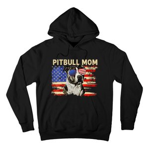 Patriotic Pitbull Mom Gifts 4th Of July American Flag USA Hoodie