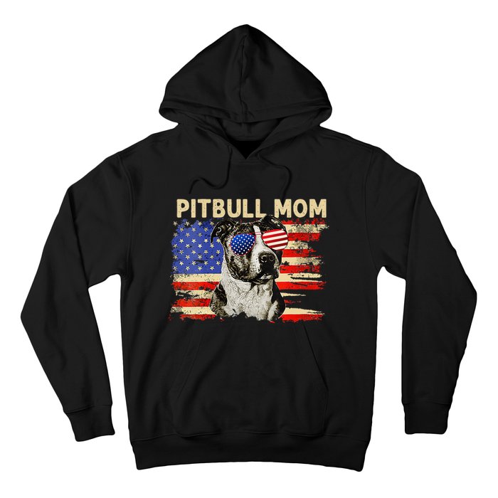 Patriotic Pitbull Mom Gifts 4th Of July American Flag USA Hoodie