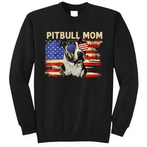 Patriotic Pitbull Mom Gifts 4th Of July American Flag USA Sweatshirt