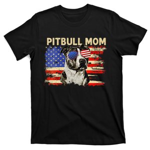 Patriotic Pitbull Mom Gifts 4th Of July American Flag USA T-Shirt