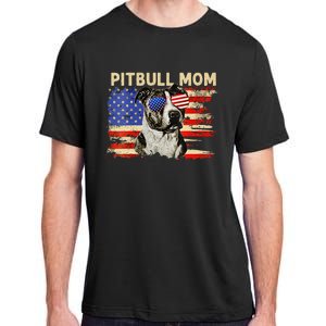 Patriotic Pitbull Mom Gifts 4th Of July American Flag USA Adult ChromaSoft Performance T-Shirt