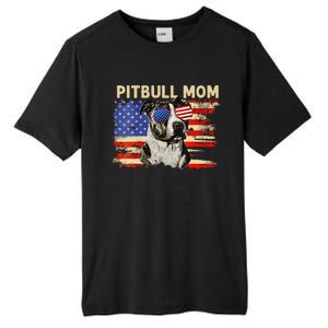 Patriotic Pitbull Mom Gifts 4th Of July American Flag USA Tall Fusion ChromaSoft Performance T-Shirt