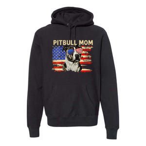 Patriotic Pitbull Mom Gifts 4th Of July American Flag USA Premium Hoodie