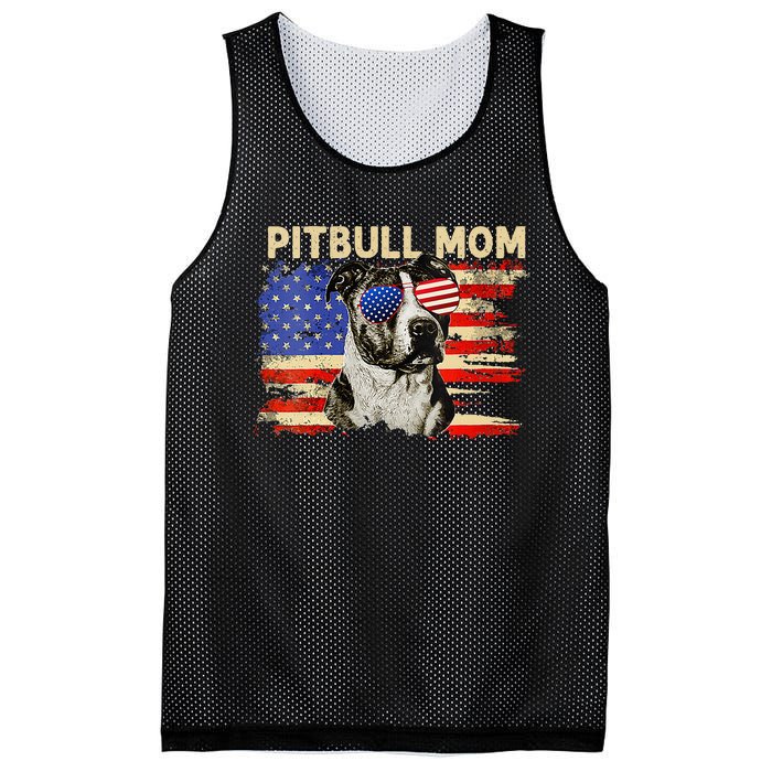 Patriotic Pitbull Mom Gifts 4th Of July American Flag USA Mesh Reversible Basketball Jersey Tank