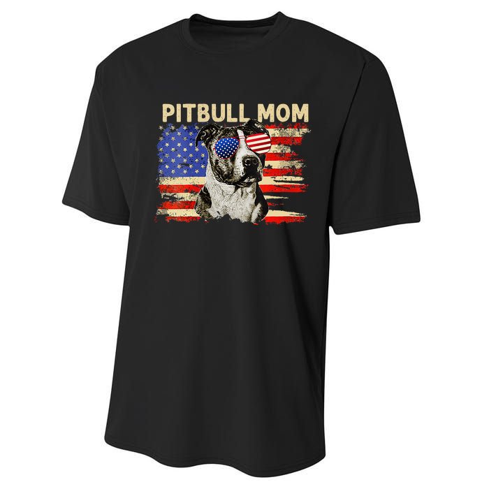 Patriotic Pitbull Mom Gifts 4th Of July American Flag USA Performance Sprint T-Shirt