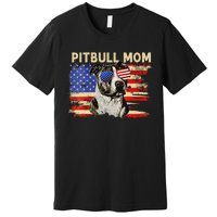 Patriotic Pitbull Mom Gifts 4th Of July American Flag USA Premium T-Shirt