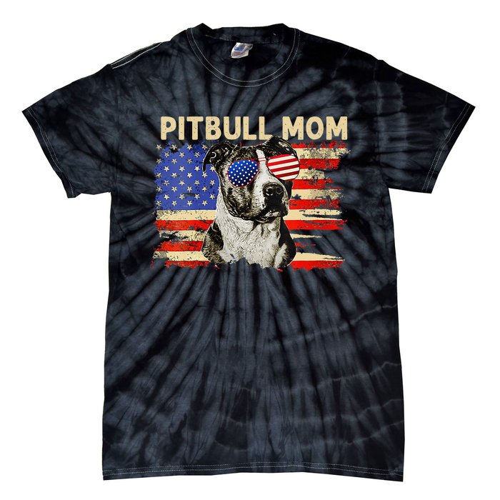 Patriotic Pitbull Mom Gifts 4th Of July American Flag USA Tie-Dye T-Shirt