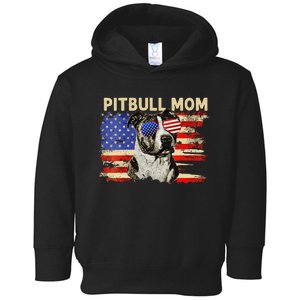 Patriotic Pitbull Mom Gifts 4th Of July American Flag USA Toddler Hoodie