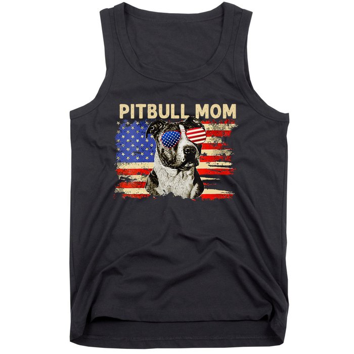 Patriotic Pitbull Mom Gifts 4th Of July American Flag USA Tank Top