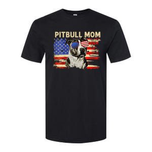 Patriotic Pitbull Mom Gifts 4th Of July American Flag USA Softstyle CVC T-Shirt