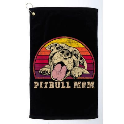 Proud Pitbull Mom Meaningful Gift Pittie Mom Vintage Smiling Pitbull Gift Platinum Collection Golf Towel