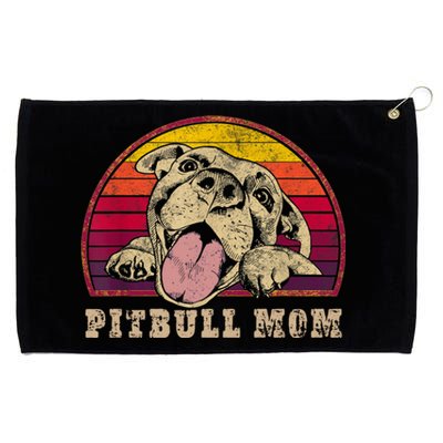 Proud Pitbull Mom Meaningful Gift Pittie Mom Vintage Smiling Pitbull Gift Grommeted Golf Towel