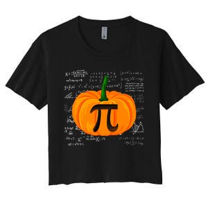 Pumpkin Pie Math Funny Halloween Thanksgiving Pi Day Women's Crop Top Tee