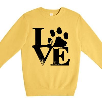 Paw Print Meaningful Gift I Love My Cats And Dogs Gift Premium Crewneck Sweatshirt