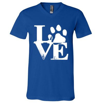 Paw Print Meaningful Gift I Love My Cats And Dogs Gift V-Neck T-Shirt