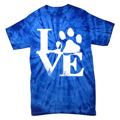 Paw Print Meaningful Gift I Love My Cats And Dogs Gift Tie-Dye T-Shirt