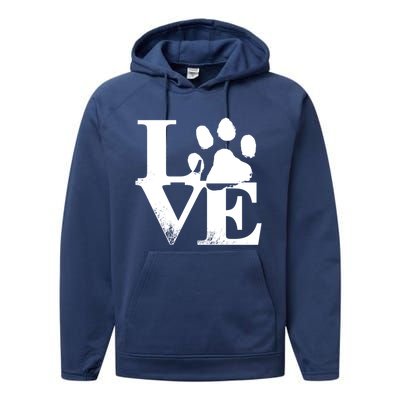 Paw Print Meaningful Gift I Love My Cats And Dogs Gift Performance Fleece Hoodie