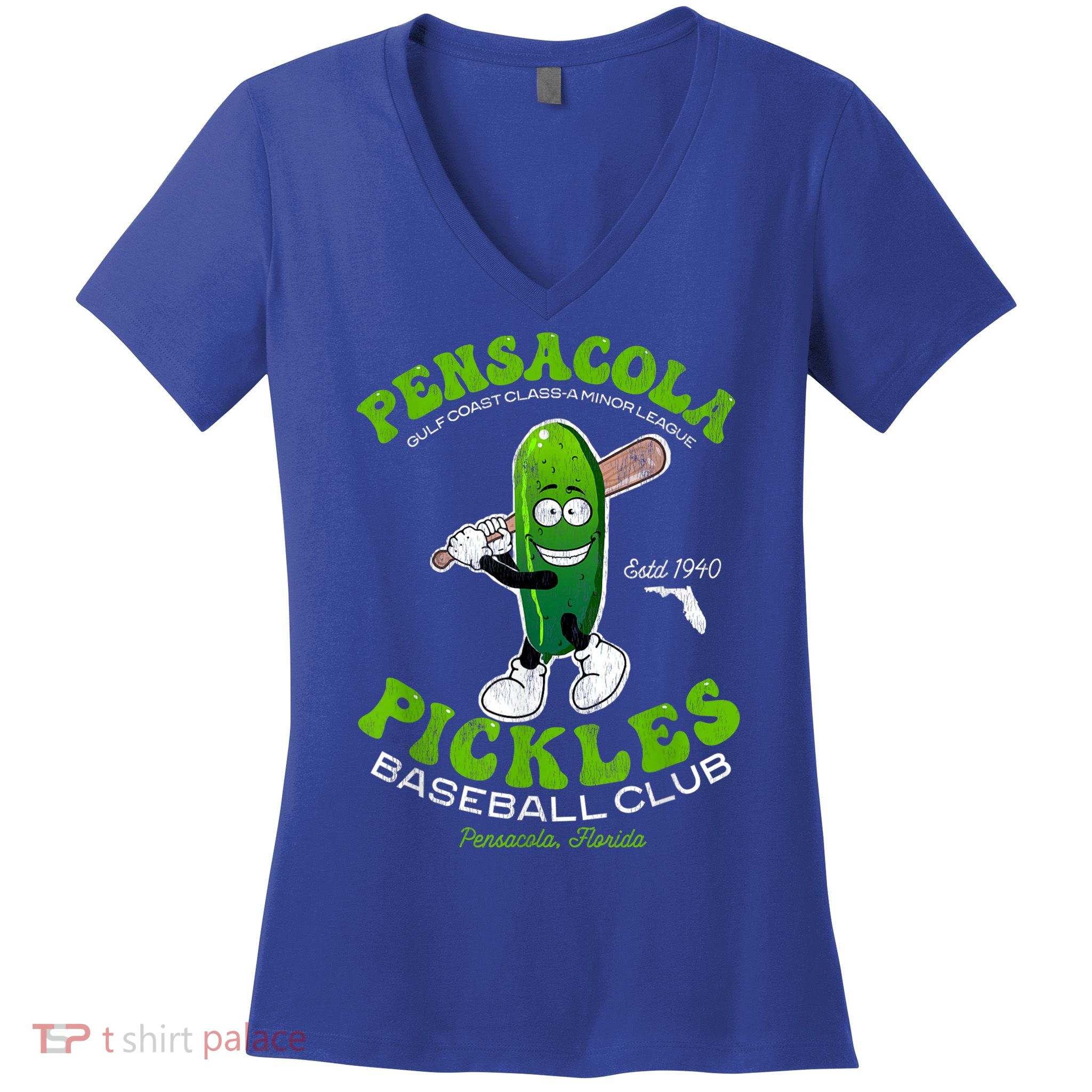 Pensacola Pickles Minor League Retro Baseball Team Women's V-Neck T-Shirt