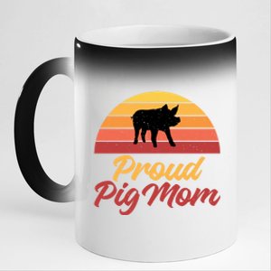 Proud Pig Mom Pig Owner Pig Farmer Pig Mother Gift 11oz Black Color Changing Mug