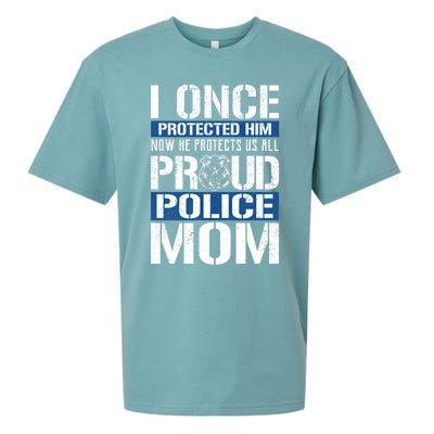 Proud Police Mom Gift Support Police Son Sueded Cloud Jersey T-Shirt