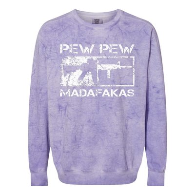 Pew Pew Madafakas Pro Guns Owner Ar15 Funny Gun Joke Colorblast Crewneck Sweatshirt