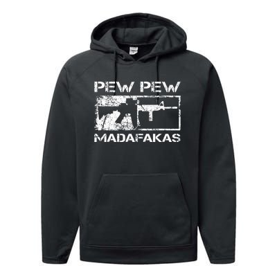 Pew Pew Madafakas Pro Guns Owner Ar15 Funny Gun Joke Performance Fleece Hoodie