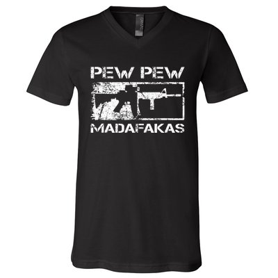 Pew Pew Madafakas Pro Guns Owner Ar15 Funny Gun Joke V-Neck T-Shirt