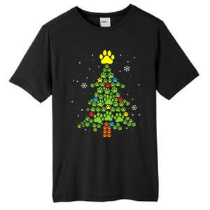 Paw Print Merry Christmas Tree Lights Dog Lover Xmas Tall Fusion ChromaSoft Performance T-Shirt