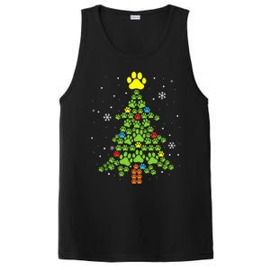 Paw Print Merry Christmas Tree Lights Dog Lover Xmas PosiCharge Competitor Tank