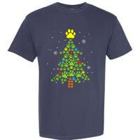 Paw Print Merry Christmas Tree Lights Dog Lover Xmas Garment-Dyed Heavyweight T-Shirt