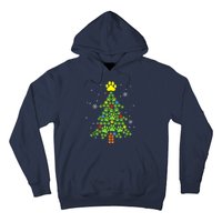 Paw Print Merry Christmas Tree Lights Dog Lover Xmas Hoodie