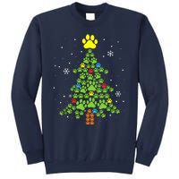 Paw Print Merry Christmas Tree Lights Dog Lover Xmas Sweatshirt