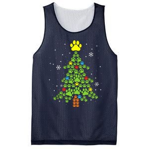 Paw Print Merry Christmas Tree Lights Dog Lover Xmas Mesh Reversible Basketball Jersey Tank