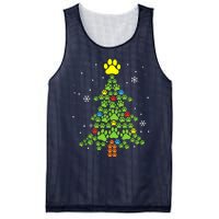 Paw Print Merry Christmas Tree Lights Dog Lover Xmas Mesh Reversible Basketball Jersey Tank