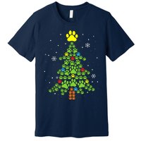 Paw Print Merry Christmas Tree Lights Dog Lover Xmas Premium T-Shirt