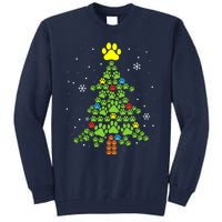 Paw Print Merry Christmas Tree Lights Dog Lover Xmas Tall Sweatshirt