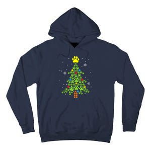 Paw Print Merry Christmas Tree Lights Dog Lover Xmas Tall Hoodie