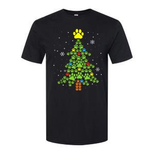 Paw Print Merry Christmas Tree Lights Dog Lover Xmas Softstyle CVC T-Shirt